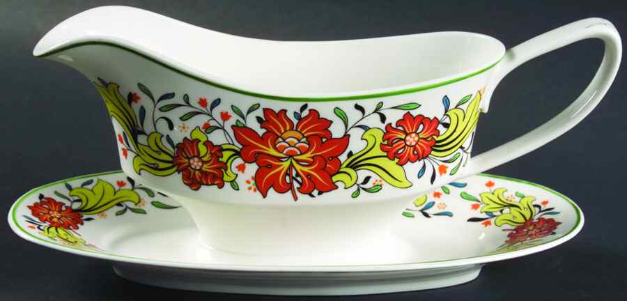 Caribbean Gravy Boat with Attached Underplate by Spode-1