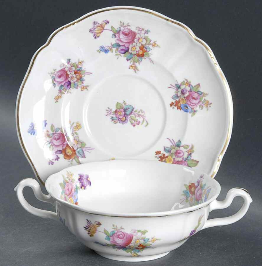 Carolyn Flat Cream Soup Bowl & Saucer Set by Spode-1