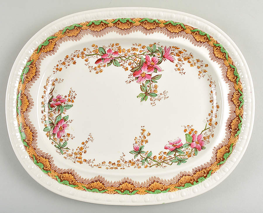Chatsworth Brown Multicolor 15" Oval Serving Platter by Spode-1