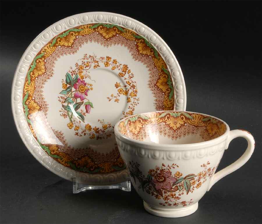 Chatsworth Brown Multicolor Footed Cup & Saucer Set by Spode-1