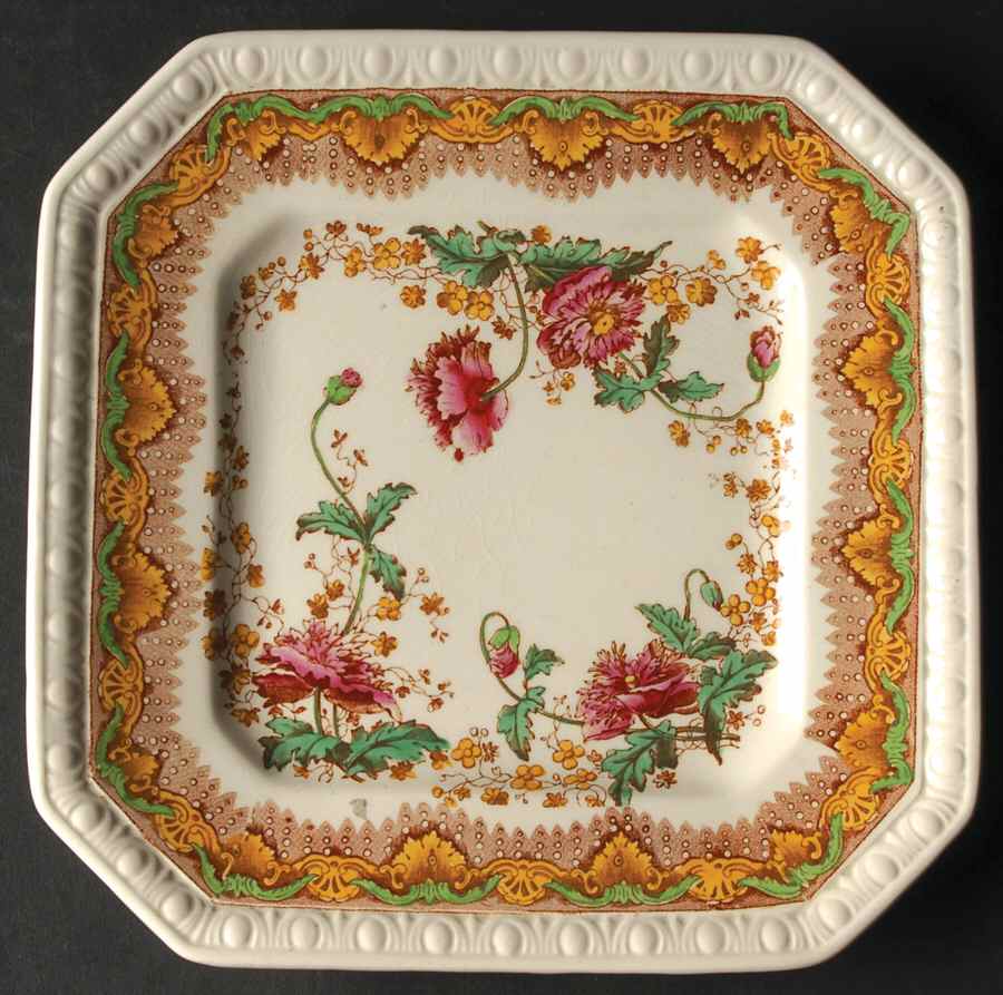 Chatsworth Brown Multicolor Square Salad Plate by Spode-1