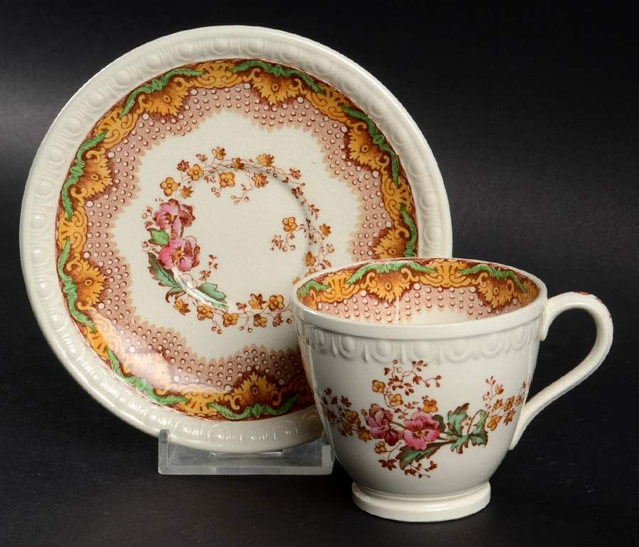 Chatsworth Brown Multicolor Footed Demitasse Cup & Saucer Set by Spode-1