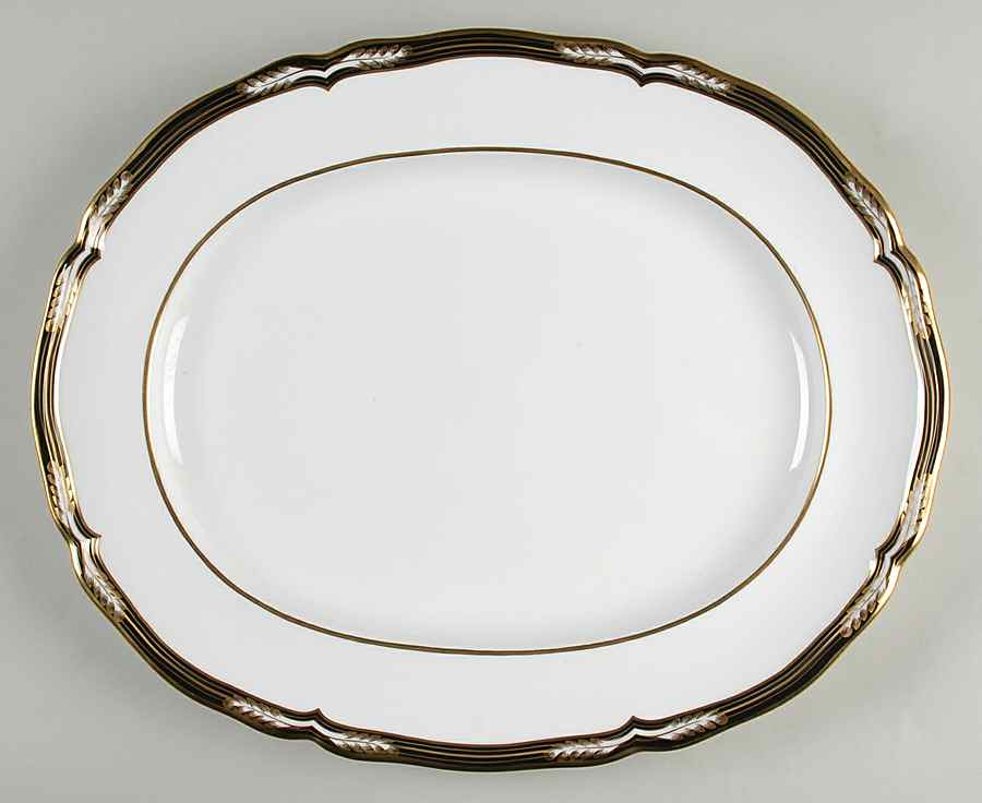 Chancellor Black 15" Oval Serving Platter by Spode-1