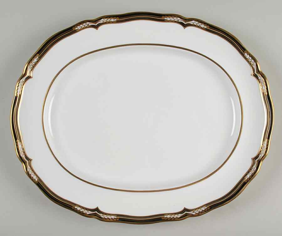 Chancellor Black 13" Oval Serving Platter by Spode-1
