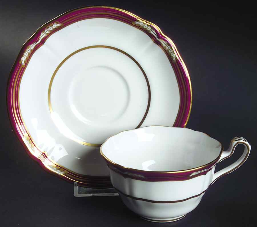Chancellor Crimson Flat Cup & Saucer Set by Spode-1