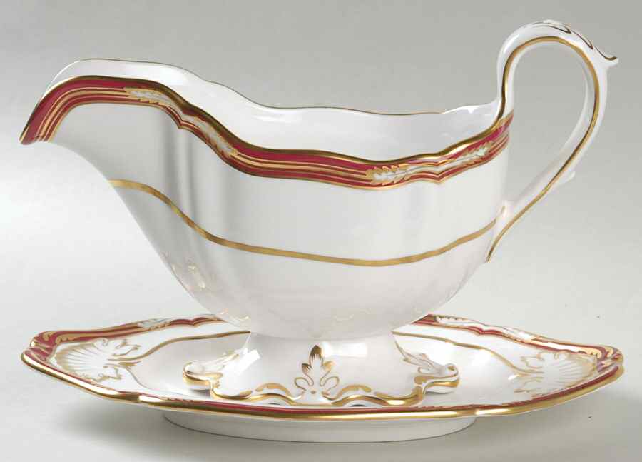 Chancellor Crimson Gravy Boat & Underplate by Spode-1