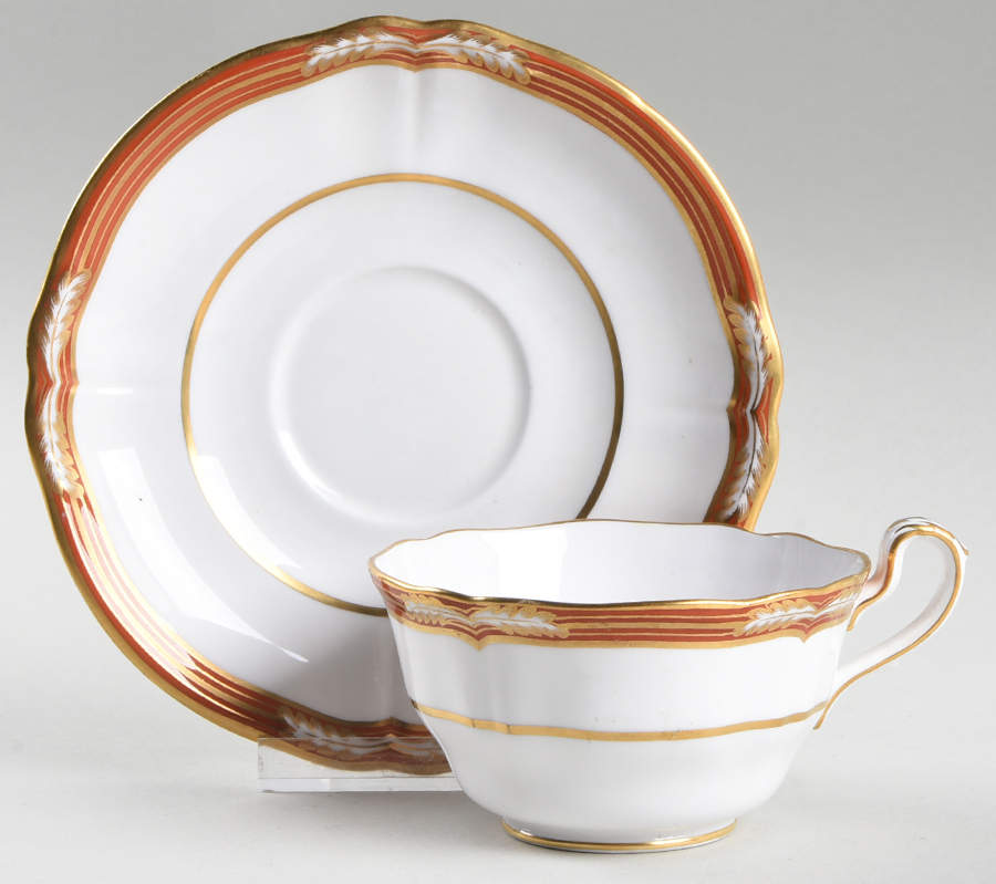 Chancellor Orange Flat Cup & Saucer Set by Spode-1