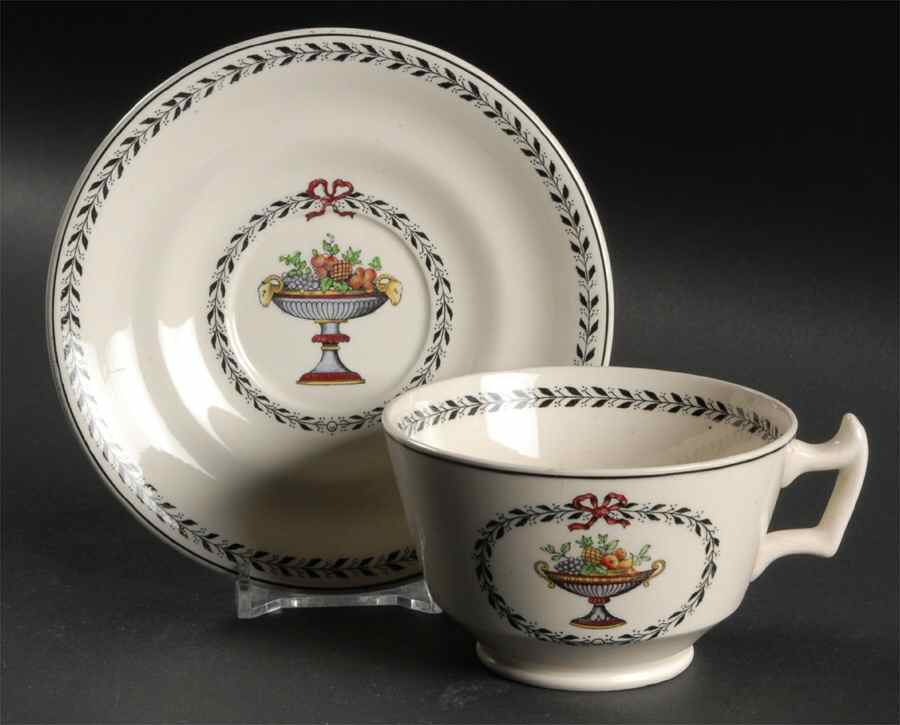 Chaplet (Black Trim) Footed Cup & Saucer Set by Spode-1