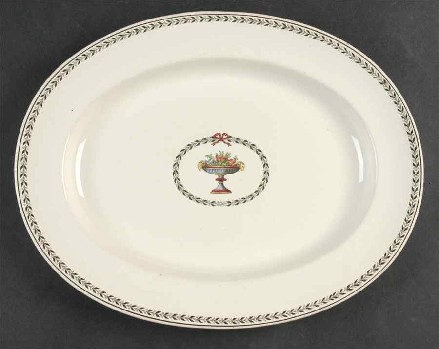Chaplet (Black Trim) 13" Oval Serving Platter by Spode-1