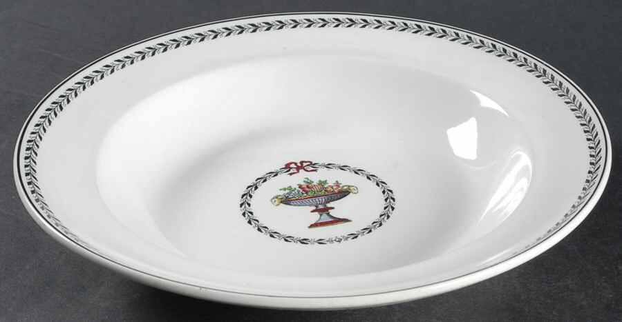 Chaplet (Black Trim) Large Rim Soup Bowl by Spode-1