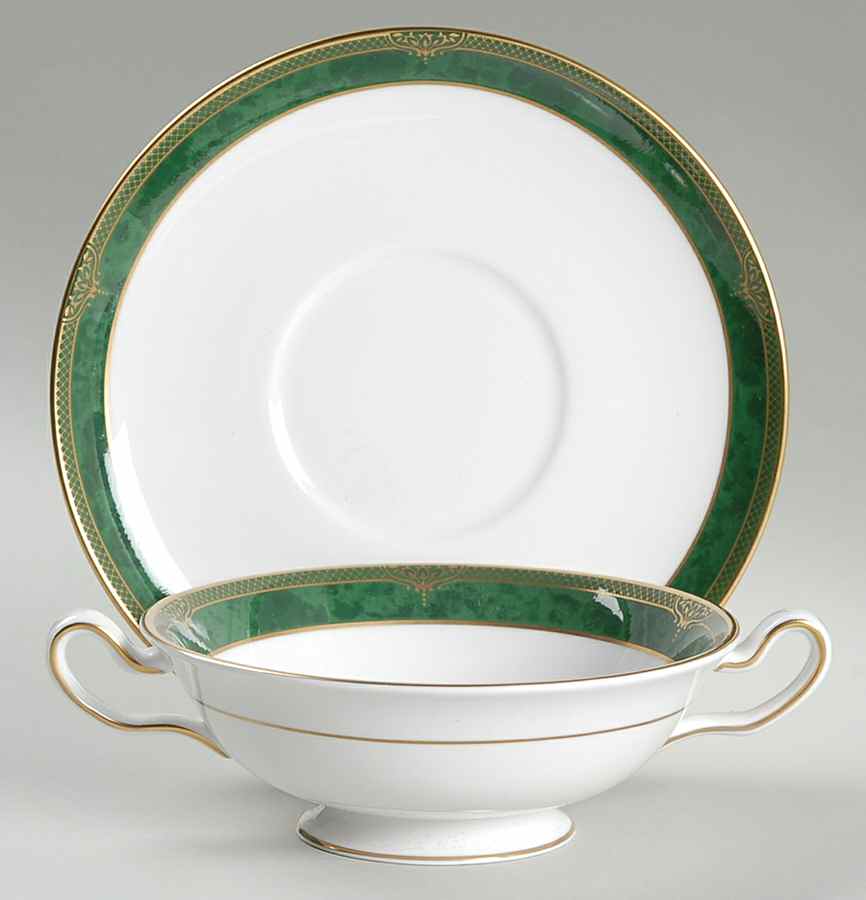 Chardonnay Footed Cream Soup Bowl & Saucer Set by Spode-1