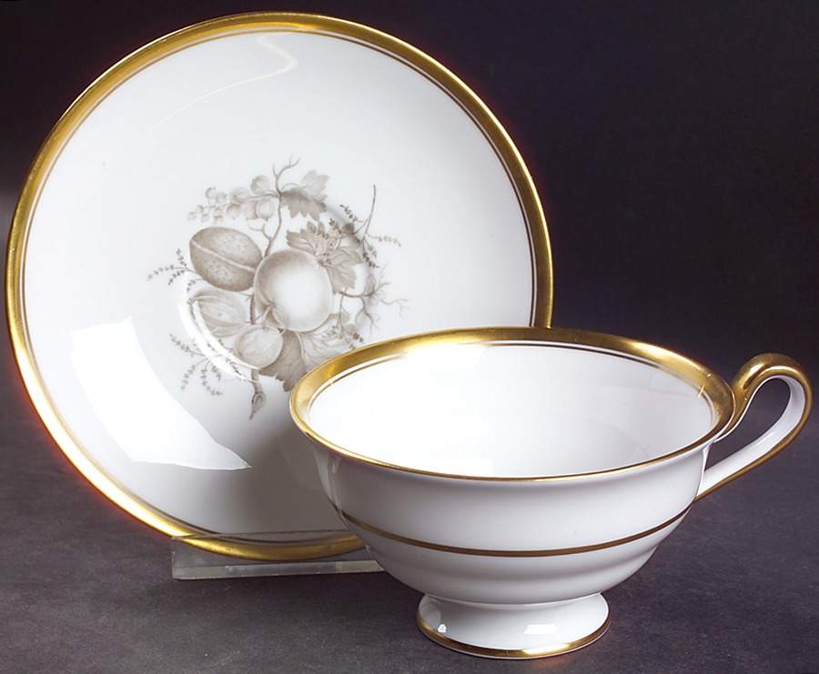 Chatham (Gold Trim) Footed Cup & Saucer Set by Spode-1