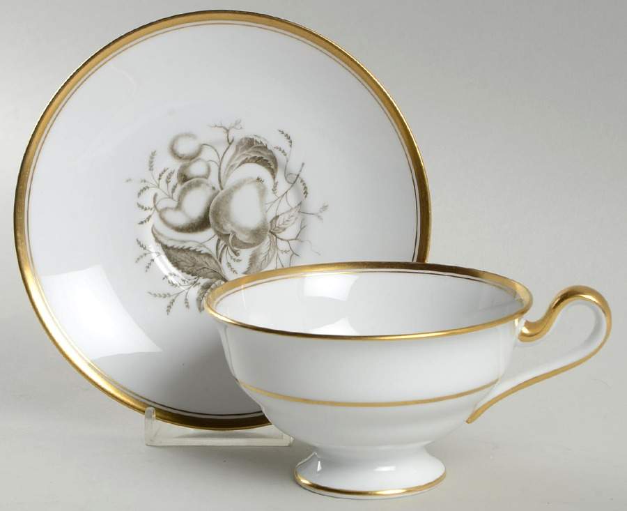 Chatham (Gold Trim) Footed Cup & Saucer Set by Spode-1