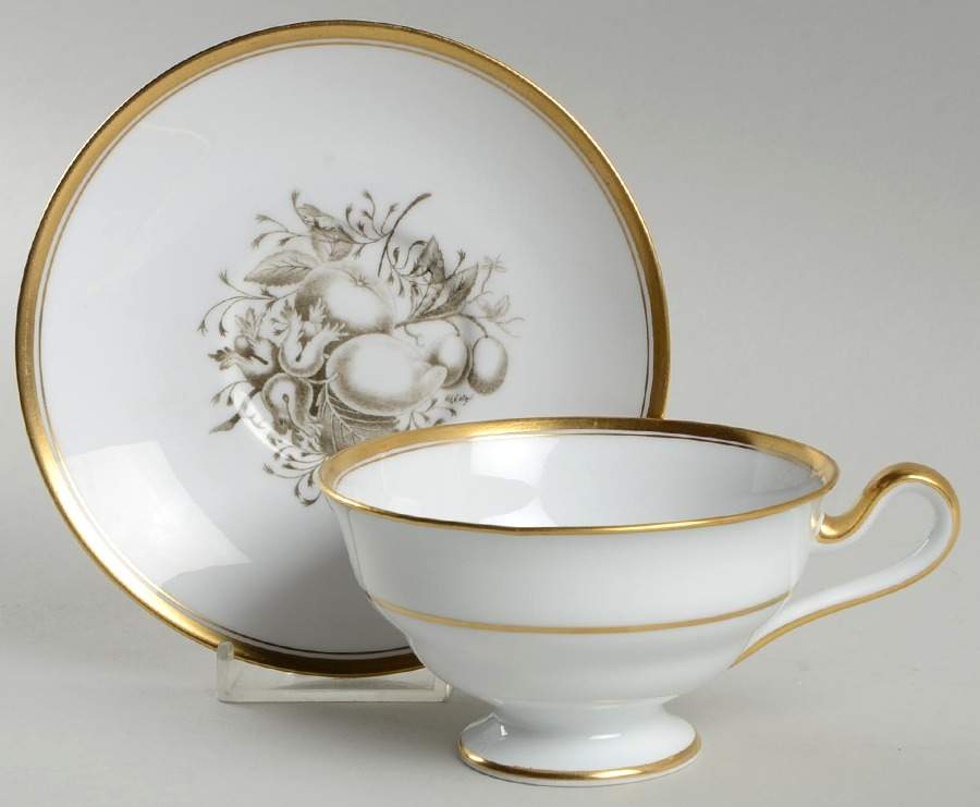 Chatham (Gold Trim) Footed Cup & Saucer Set by Spode-1