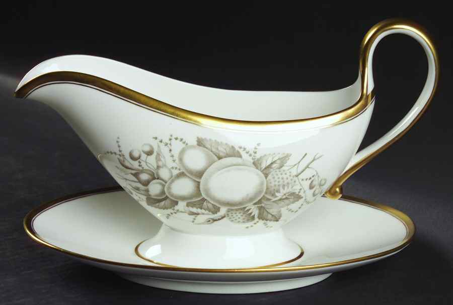 Chatham (Gold Trim) Gravy Boat with Attached Underplate by Spode-1
