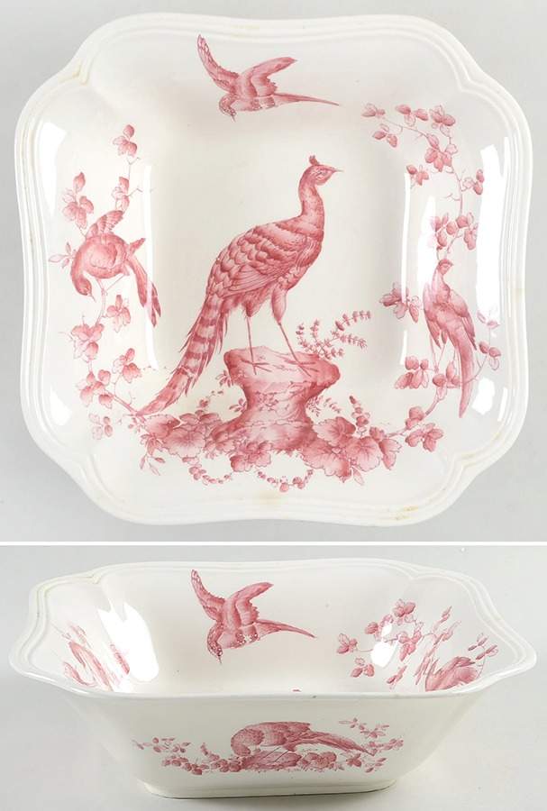 Chelsea Bird Red 9" Square Vegetable Bowl by Spode-1
