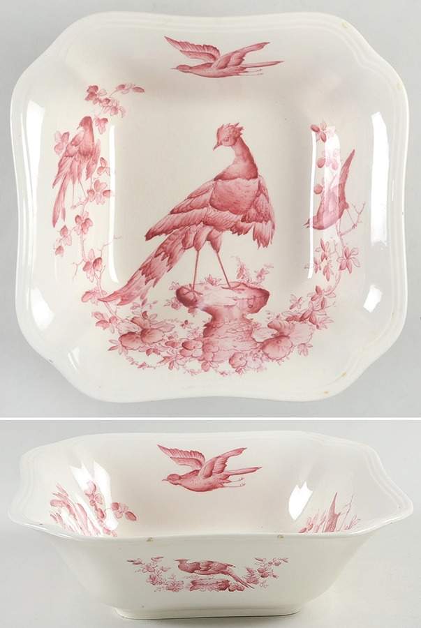 Chelsea Bird Red 8" Square Vegetable Bowl by Spode-1