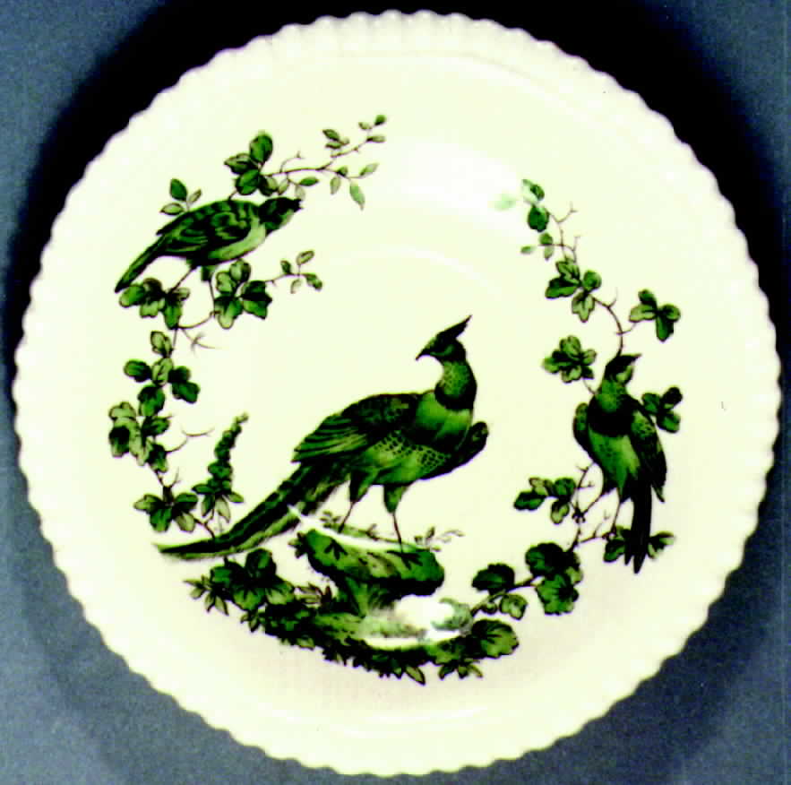 Chelsea Bird Green (Gadroon Shape) Saucer by Spode-1