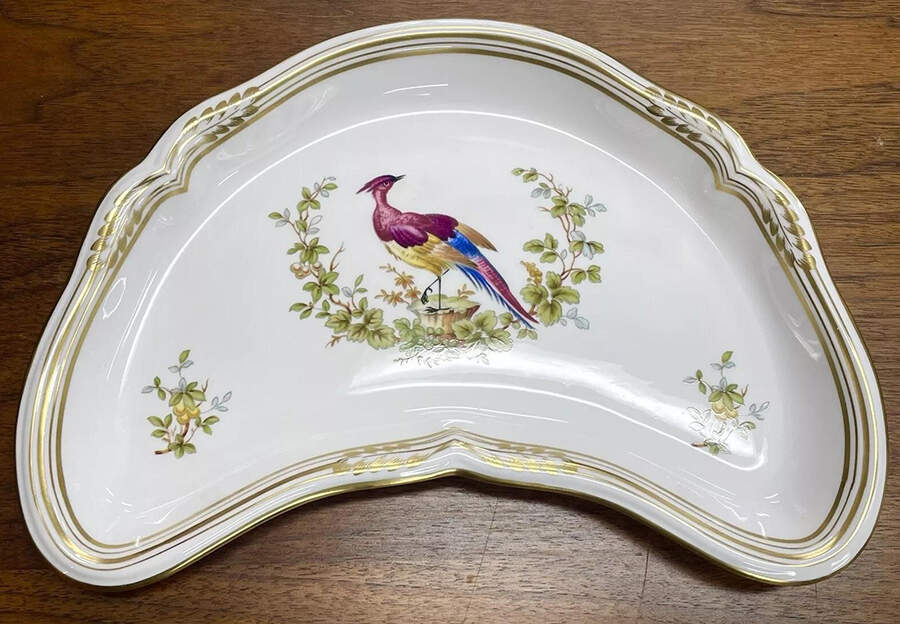 Chelsea Bird (No Raised Gold Dots) Crescent Salad Plate by Spode-1