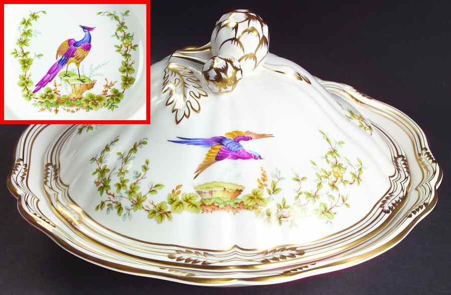 Chelsea Bird (No Raised Gold Dots) Round Covered Vegetable by Spode-1