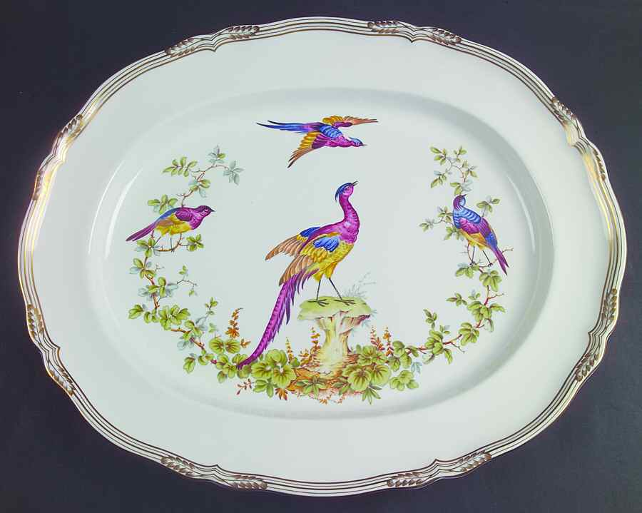 Chelsea Bird (No Raised Gold Dots) 17" Oval Serving Platter by Spode-1