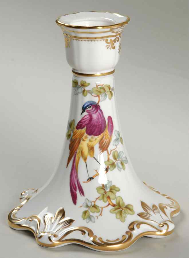 Chelsea Bird (No Raised Gold Dots) Single Light Candlestick by Spode-1
