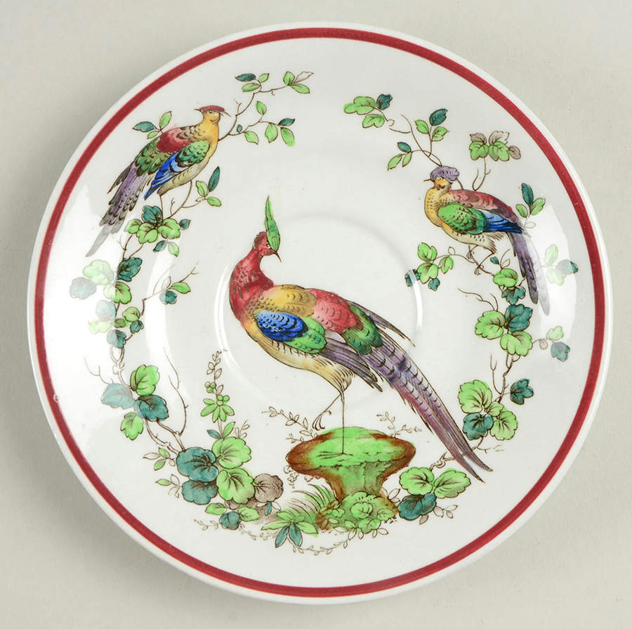 Chelsea Bird Black Bird Saucer for Oversized Cup by Spode-1