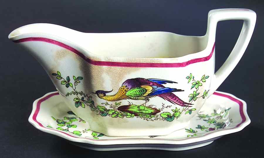 Chelsea Bird Black Bird Gravy Boat & Underplate by Spode-1