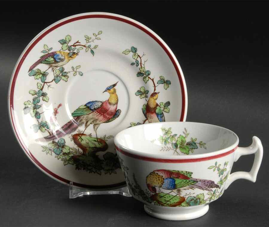 Chelsea Bird Black Bird Footed Cup & Saucer Set by Spode-1