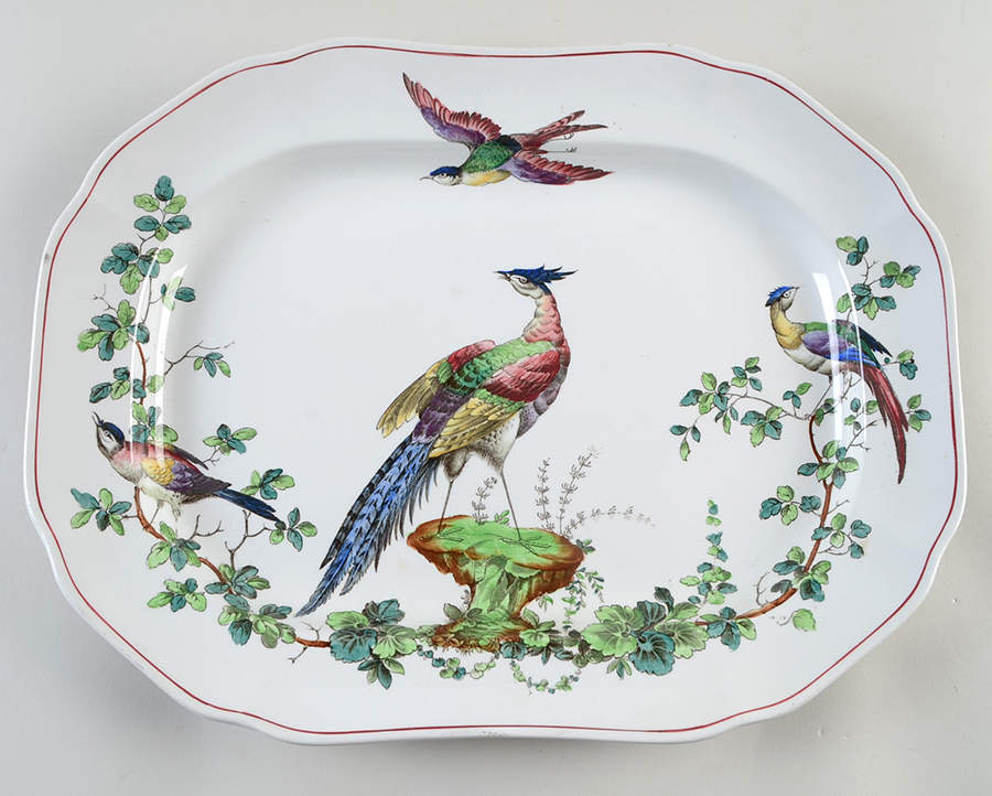 Chelsea Bird (Thin Red Line) 14" Oval Serving Platter by Spode-1