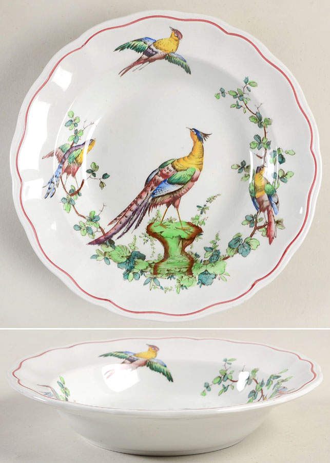 Chelsea Bird (Thin Red Line) Rim Soup Bowl by Spode-1