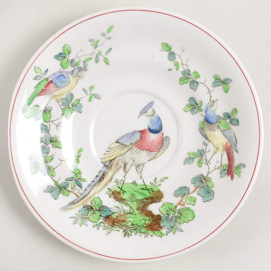 Chelsea Bird (Thin Red Line) Saucer for Flat Cup by Spode-1