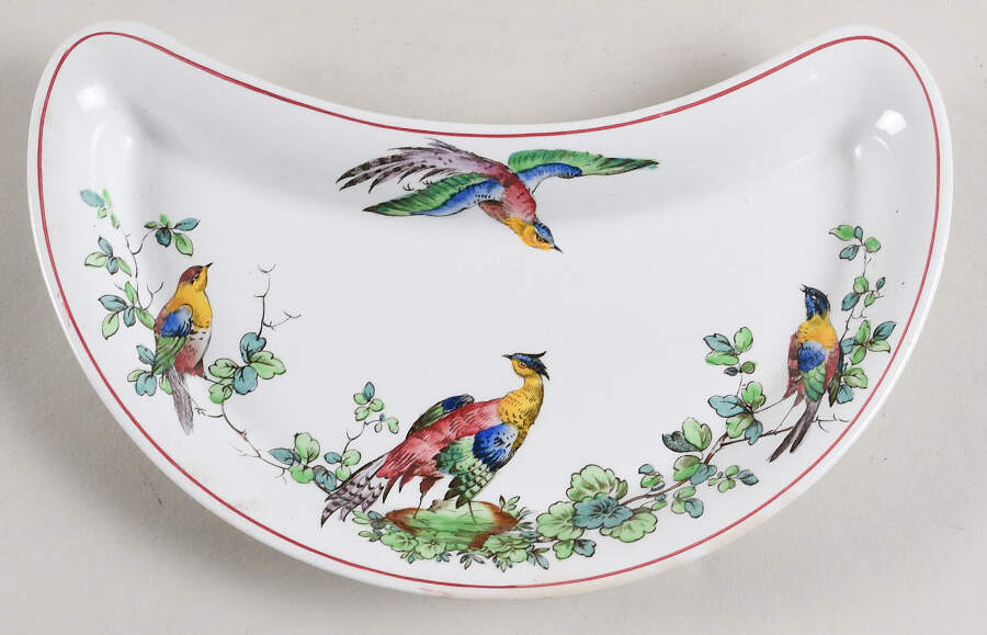 Chelsea Bird (Thin Red Line) Crescent Salad Plate by Spode-1