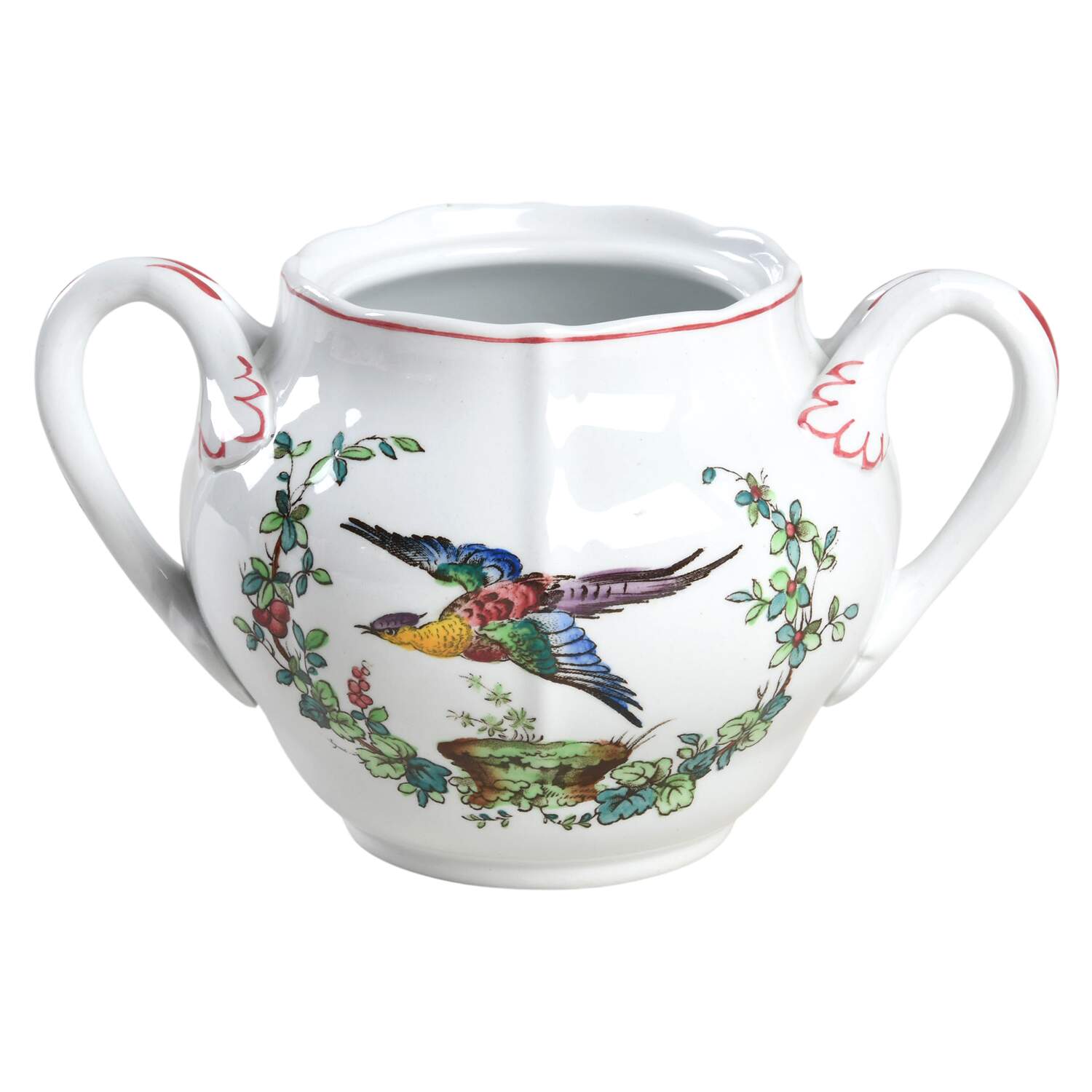 Chelsea Bird (Thin Red Line) Sugar Bowl No Lid by Spode-1