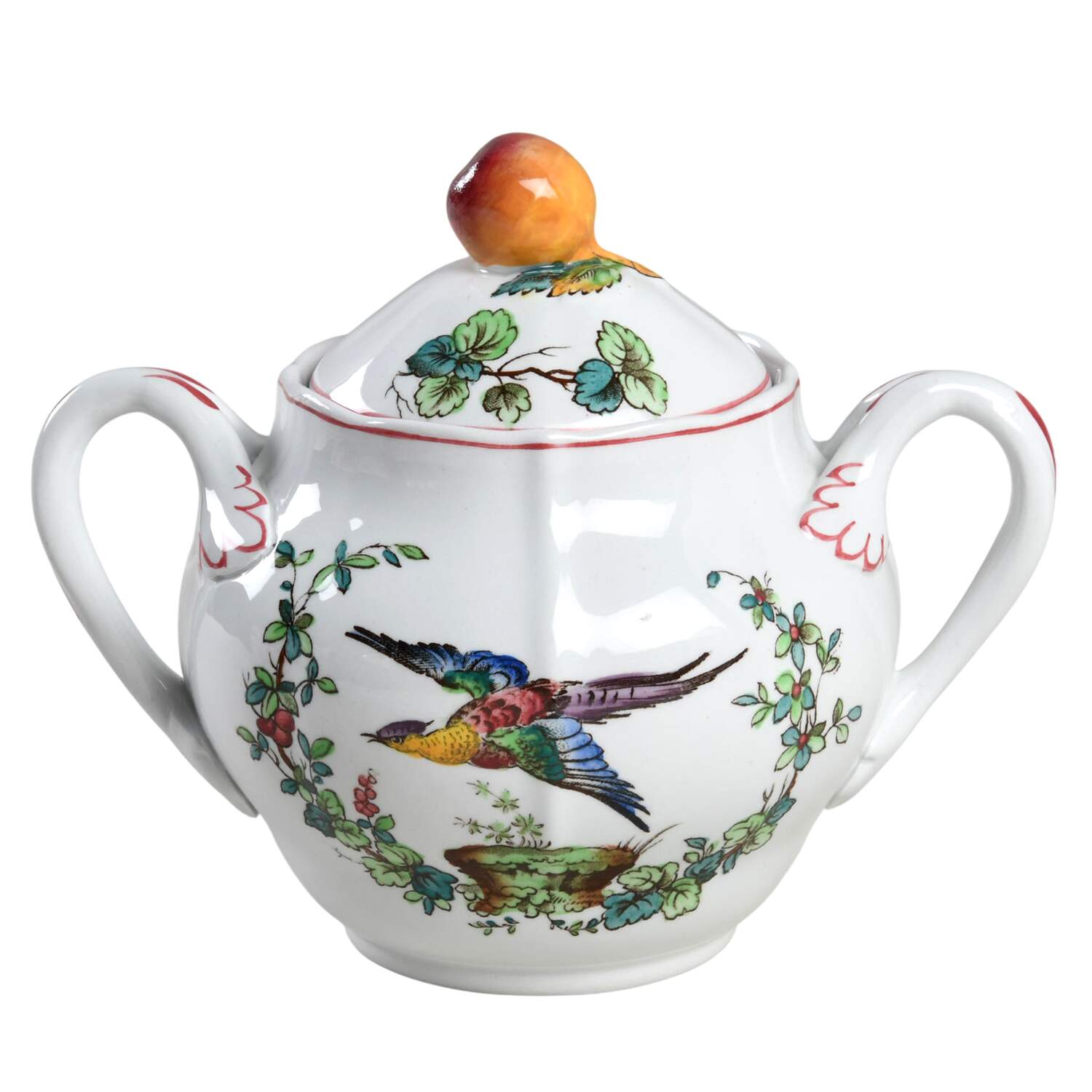 Chelsea Bird (Thin Red Line) Sugar Bowl & Lid by Spode-1