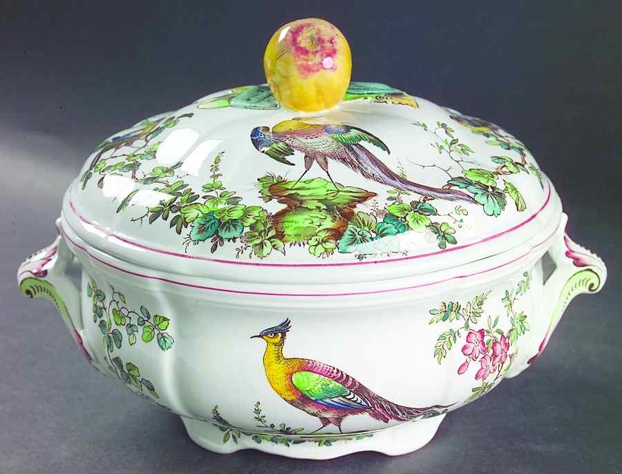 Chelsea Bird (Thin Red Line) Round Covered Vegetable by Spode-1