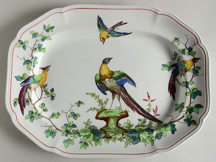 Chelsea Bird (Thin Red Line) 12" Oval Serving Platter by Spode-1