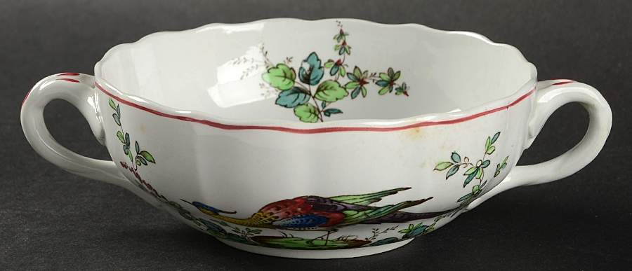 Chelsea Bird (Thin Red Line) Flat Cream Soup Bowl by Spode-1