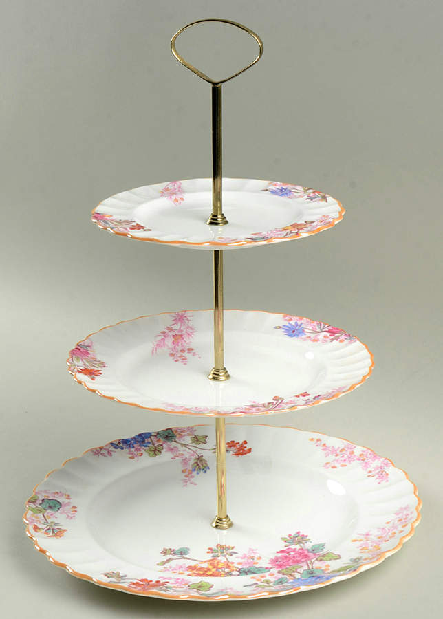 Chelsea Garden (Mustard Trim) 3-Tiered Serving Tray (DP, SP, BB) by Spode-1