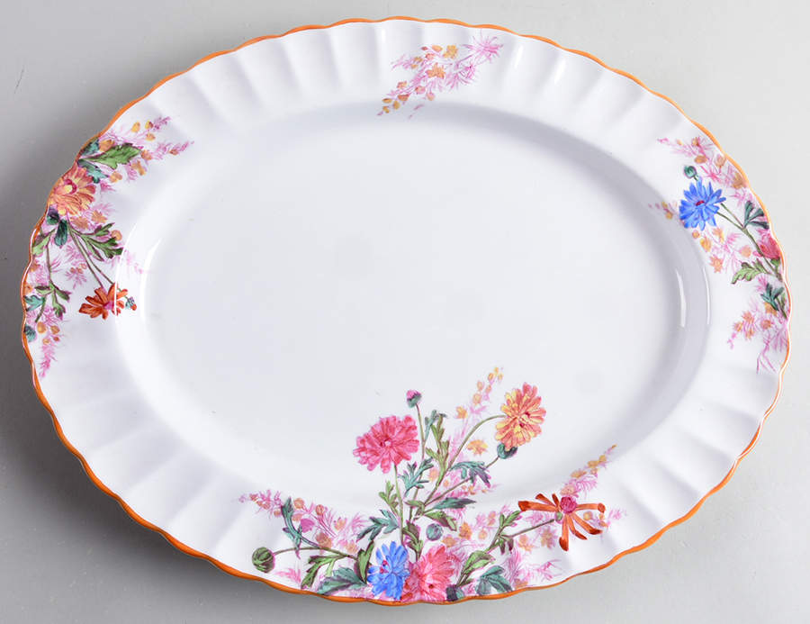 Chelsea Garden (Mustard Trim) 14" Oval Serving Platter by Spode-1