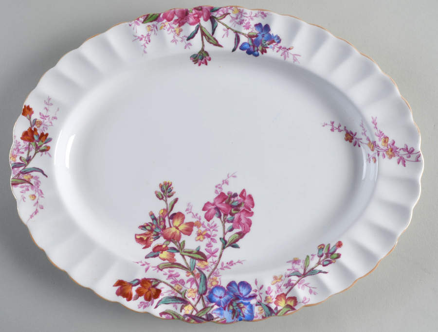Chelsea Garden (Mustard Trim) 13" Oval Serving Platter by Spode-1