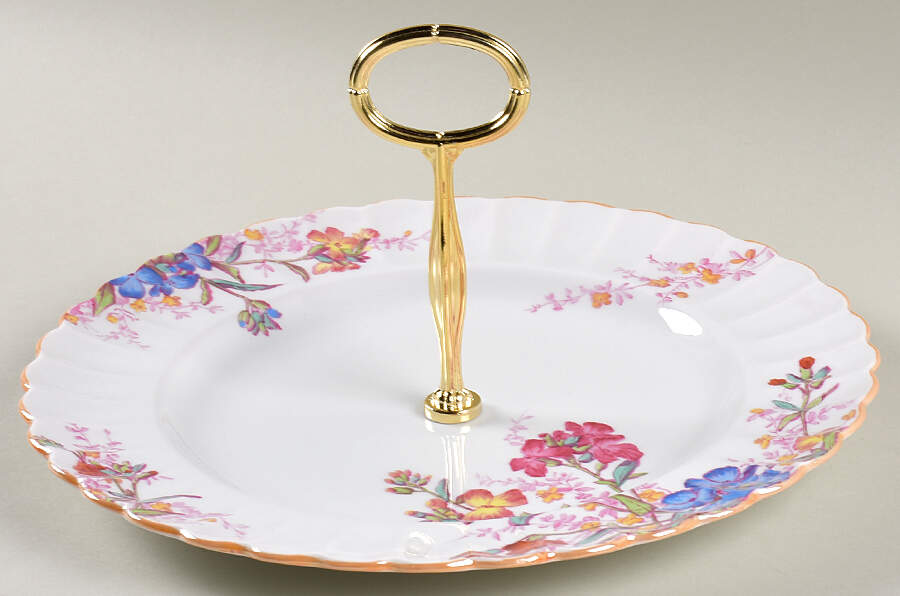 Chelsea Garden (Mustard Trim) Round Serving Plate with Center Handle (Dp) Hc by Spode-1