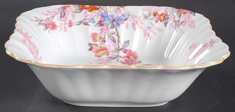 Chelsea Garden (Mustard Trim) 9" Square Vegetable Bowl by Spode-1