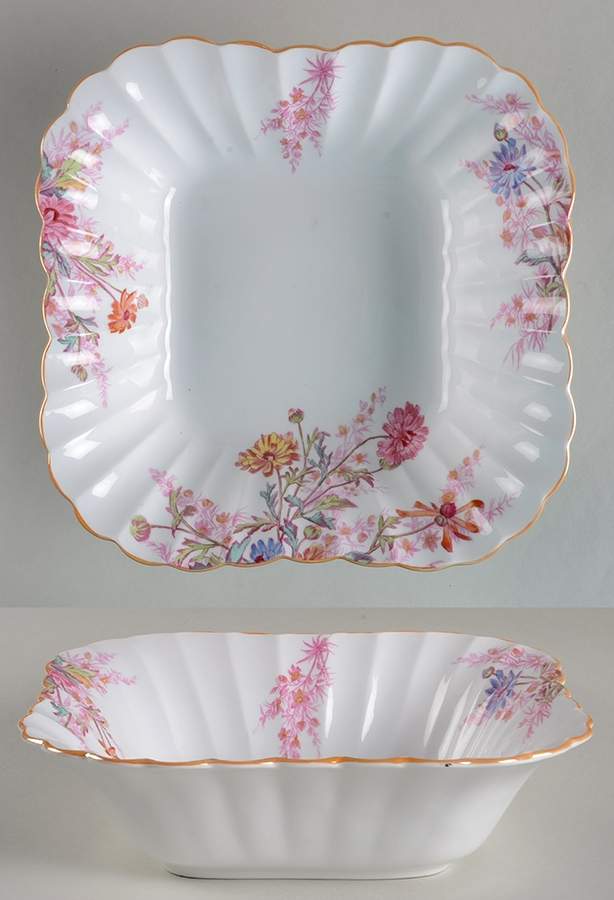 Chelsea Garden (Mustard Trim) 9" Square Vegetable Bowl by Spode-1