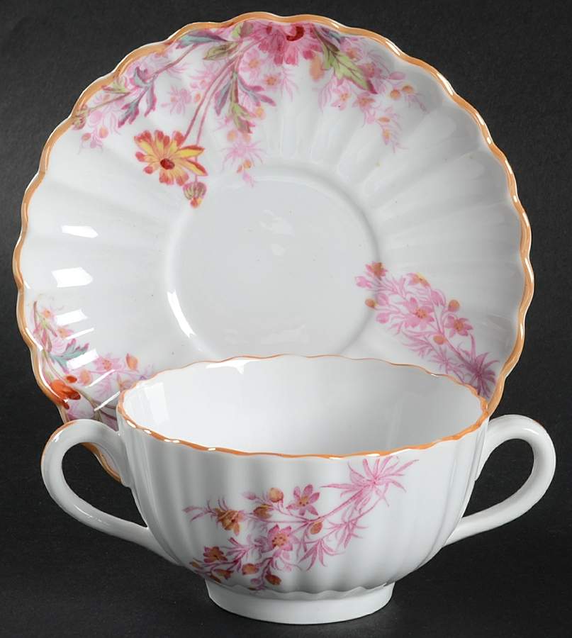 Chelsea Garden (Mustard Trim) Footed Bouillon Cup & Saucer by Spode-1