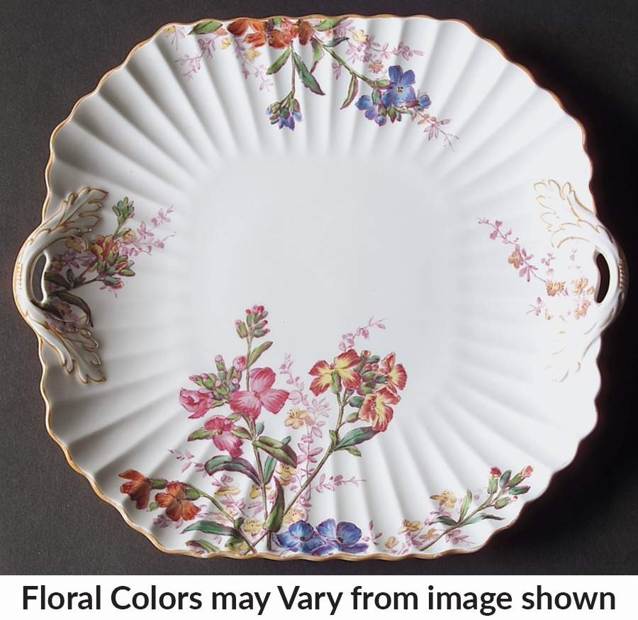 Chelsea Garden (Mustard Trim) Square Handled Cake Plate by Spode-1