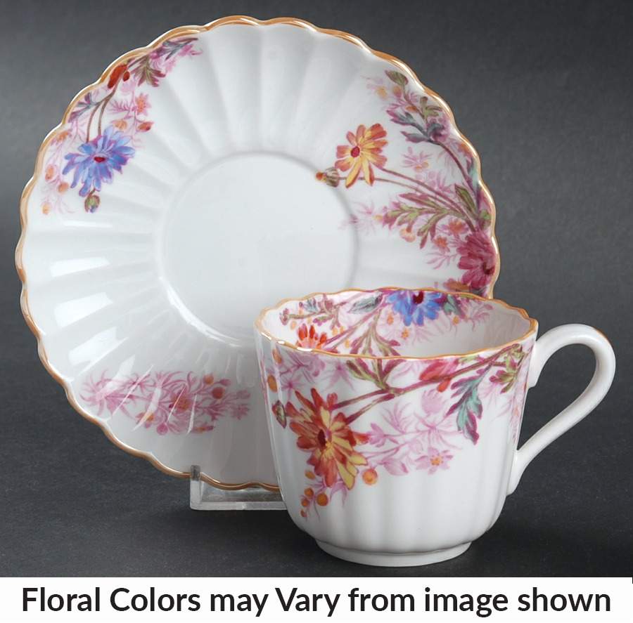Chelsea Garden (Mustard Trim) Flat Cup & Saucer Set by Spode-1