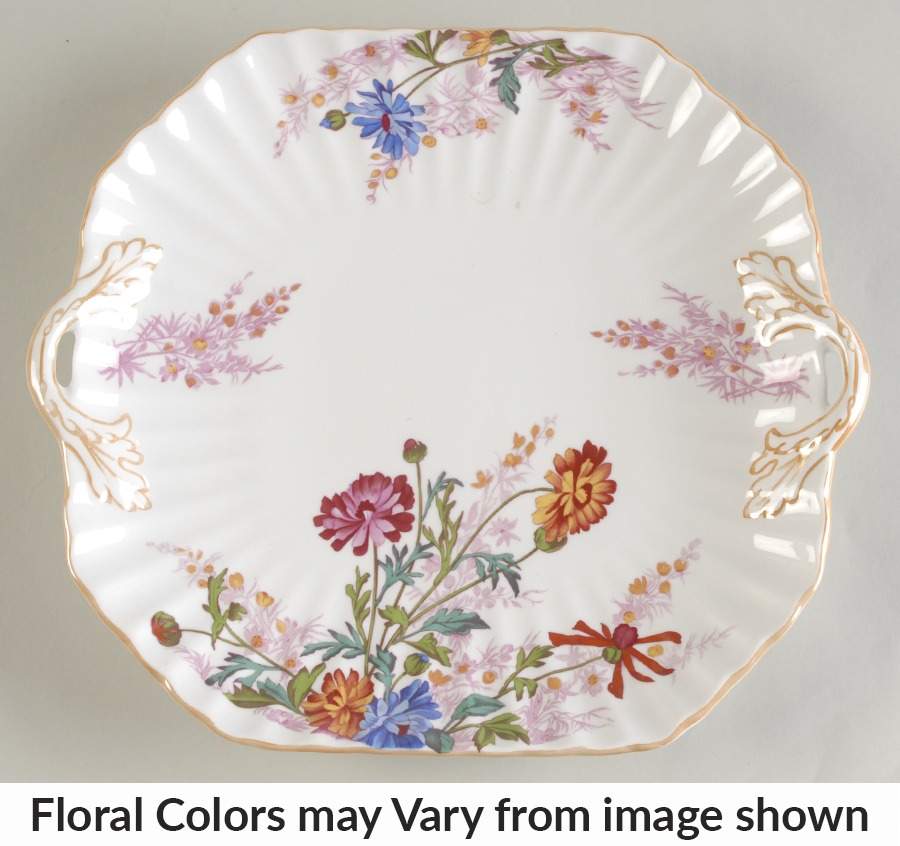 Chelsea Garden (Mustard Trim) Square Handled Cake Plate by Spode-1