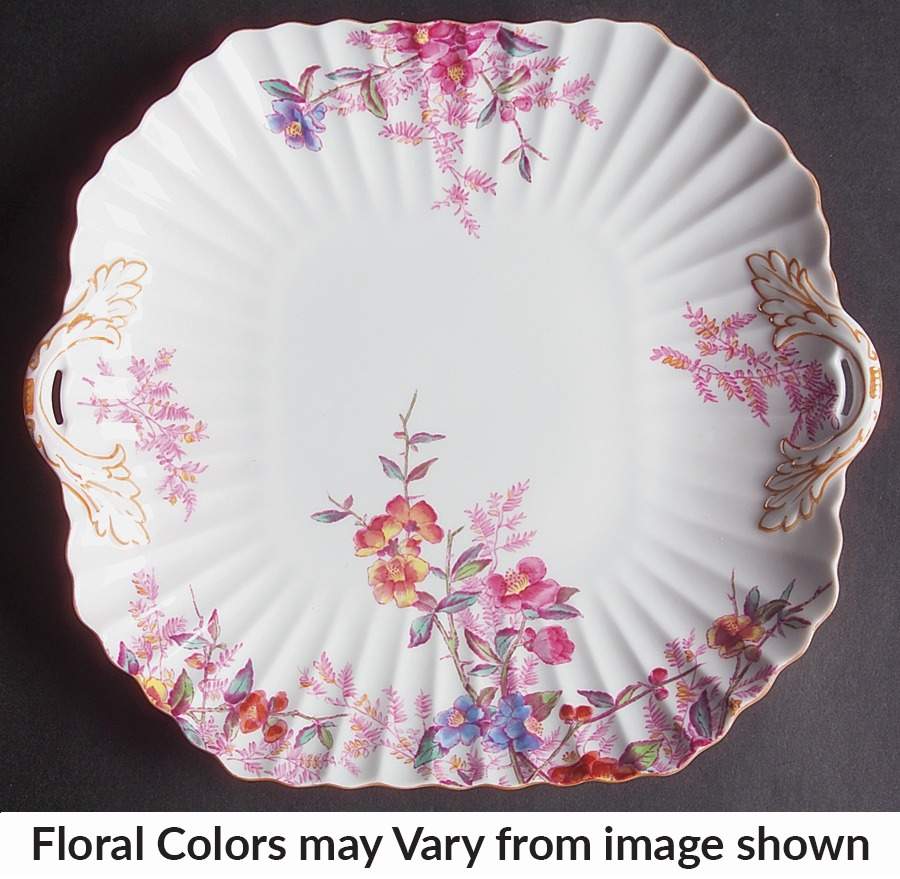 Chelsea Garden (Mustard Trim) Square Handled Cake Plate by Spode-1