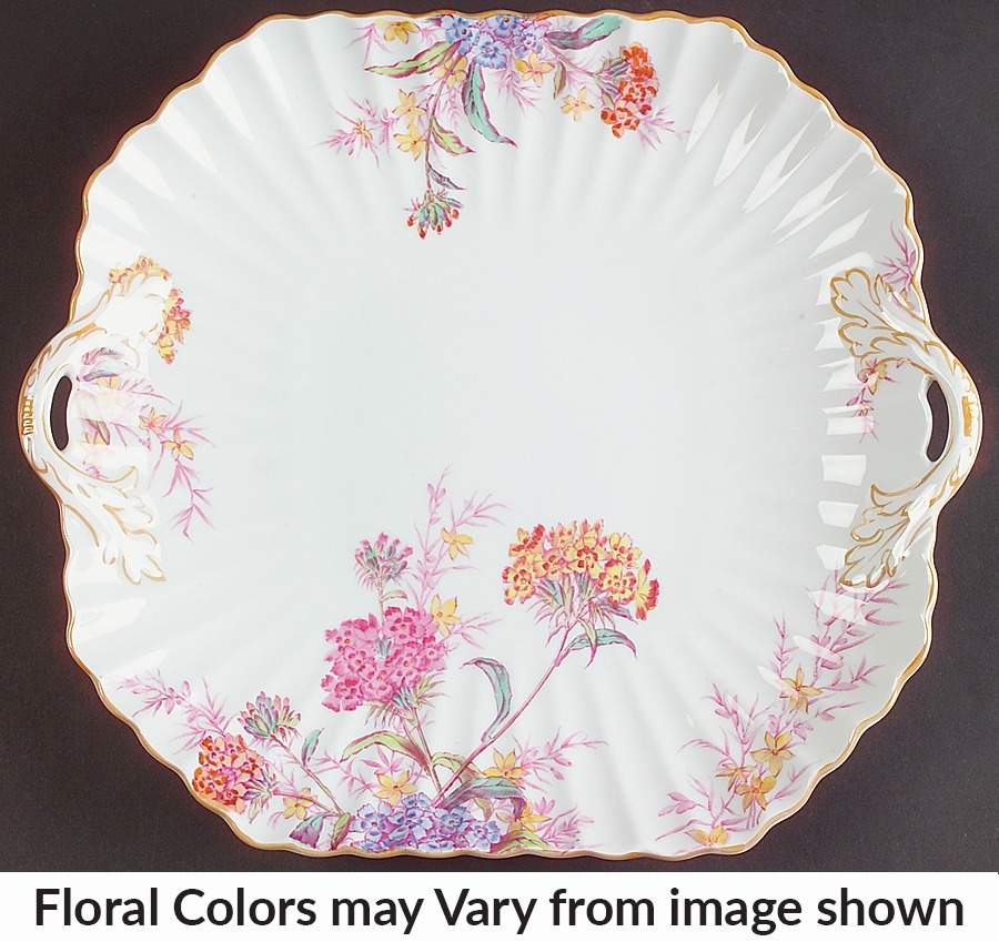 Chelsea Garden (Mustard Trim) Square Handled Cake Plate by Spode-1